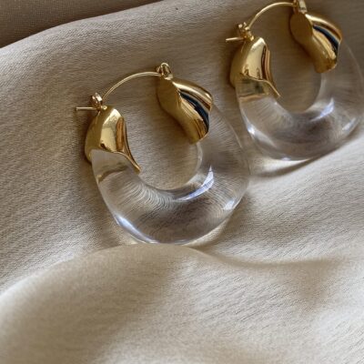 Organic Gold Clear Hoops