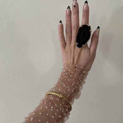 Gigli Black Agate Slice Ring